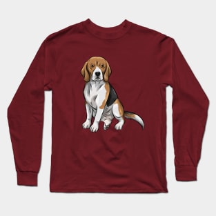 Cute Tri-Color Beagle Dog Long Sleeve T-Shirt